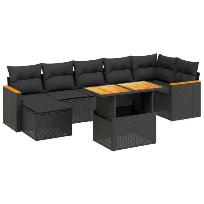 VidaXL Garden Lounge Set with Cushions 8 Pcs, Patio Sofas, Patio Furniture Set, Outdoor Furniture, Black 3273183