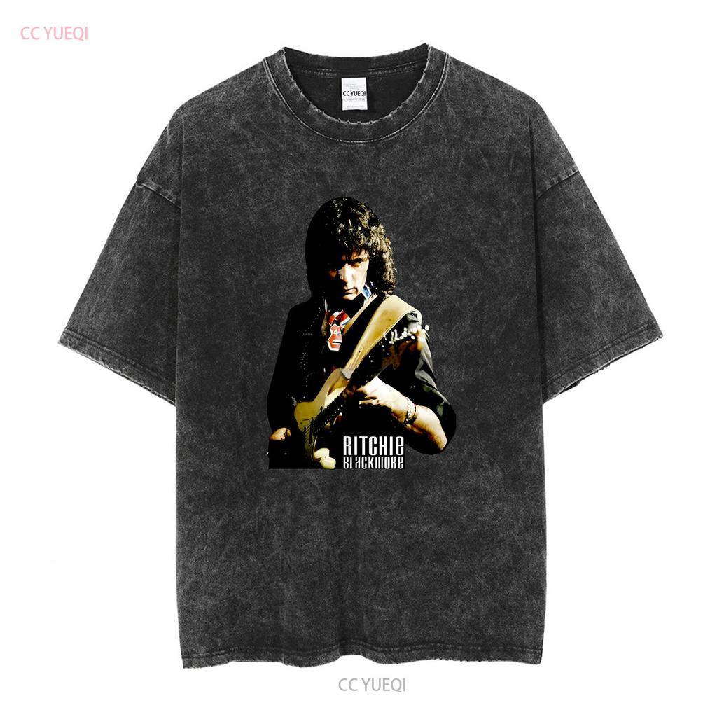 Ritchie Blackmore Deep Purple Pánské tričko Černé Všechny velikosti 1PT134 s dlouhým nebo krátkým rukávem vintage Vypraný top Pro každodenní nošení