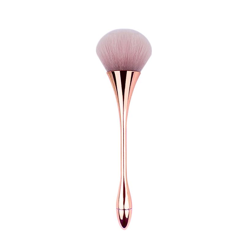 Long-Handle Electroplated Makeup Brush with Soft Bristles - Ideal for Powder and Nail Art Applications