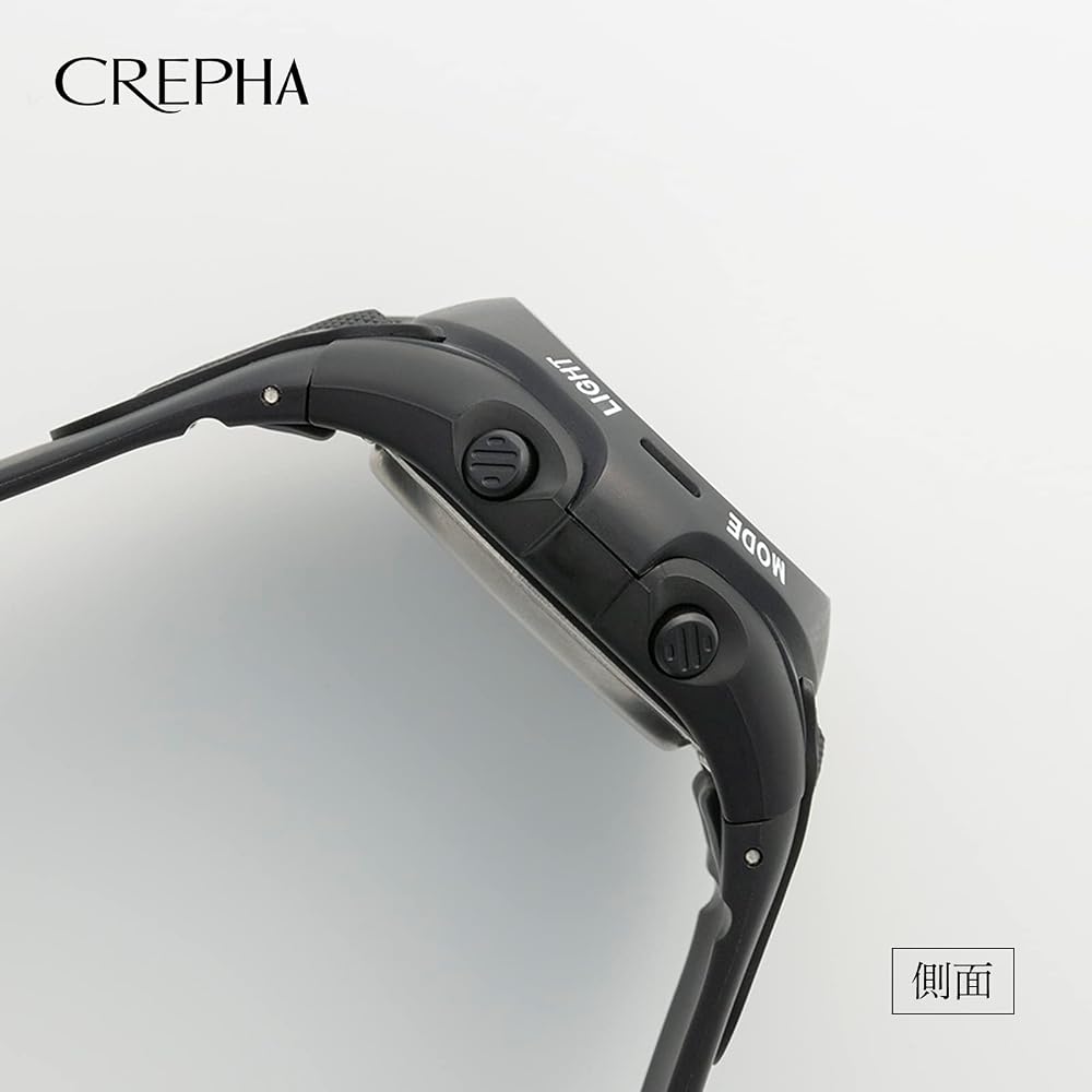 Crepha TELVA Digital Multifunction Waterproof Watch 5 ATM Stopwatch Black Rubber Strap Men's Sports