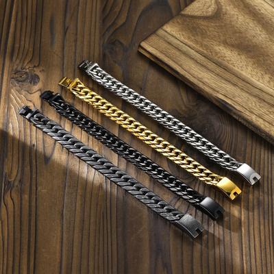 Herren Punk Kubanische Gliederkette Armband 16mm Breit Hip Hop Stil Edelstahl Kette Armreif Streetwear Mode