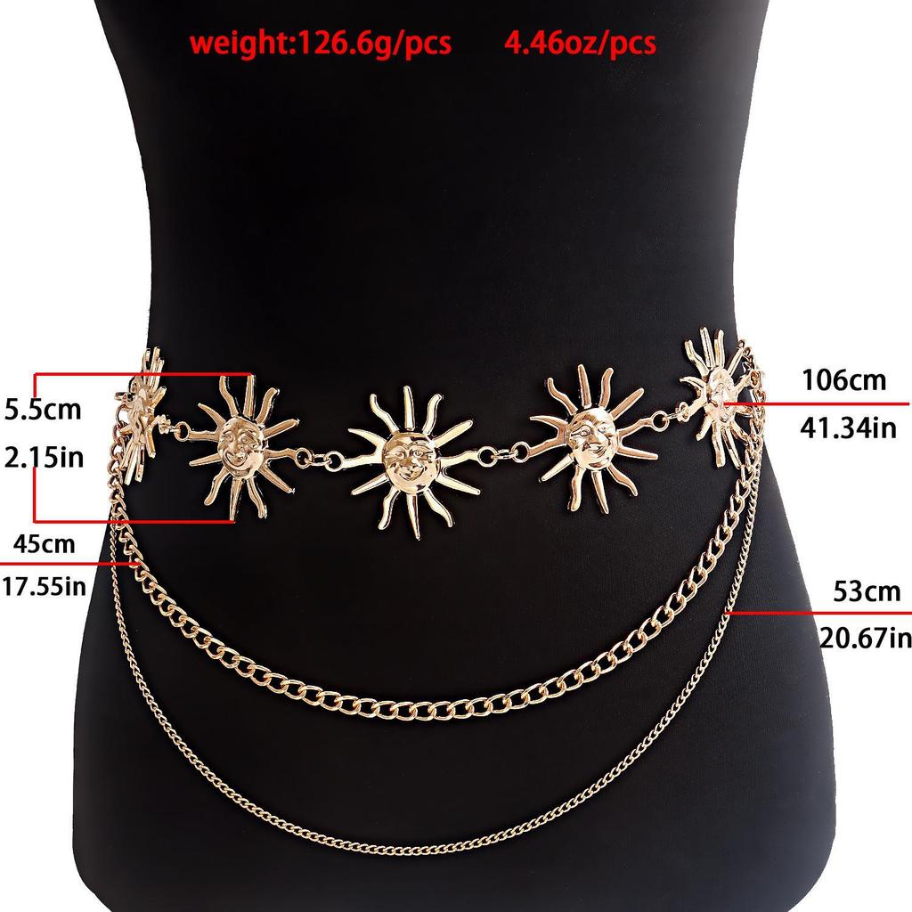 Bohemian Retro Sunflower Metal Tassel Waist & Body Chain Jewelry