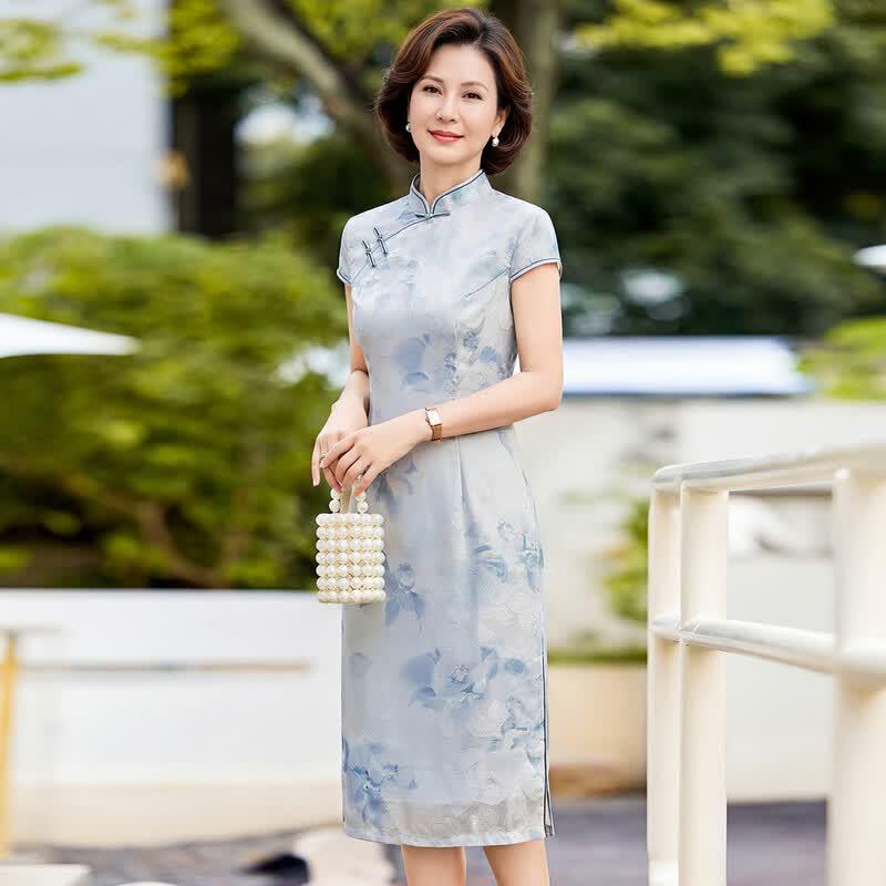 Elegant Printed Summer Qipao Dress for Women