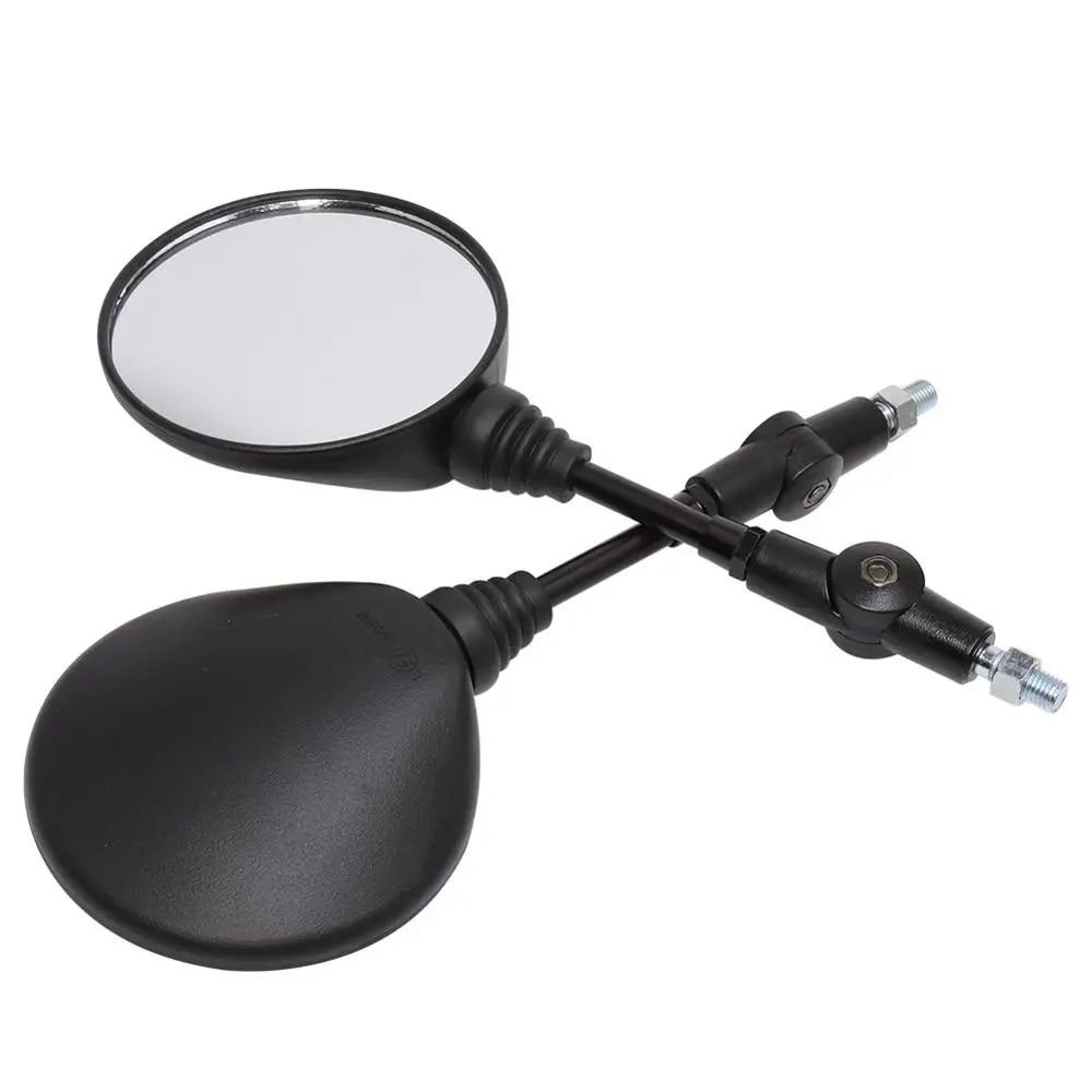 Motorcycle Black Universal 10mm Side Mirror Rearview Mirror Anti-fall Folding Round Mirror