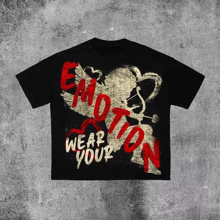 A Hot Retro Atmosphere Cupid Themed Casual Fashion Short Sleeve Tshirt Unisexs Loose Ventilation Top in Summer 2026 Y2k S