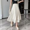 Premium Flowing Tulle Midi Skirt for Women - Spring/Summer High-Waist A-Line Full Flared Umbrella Skirt with Elegant Slim-Fit Design