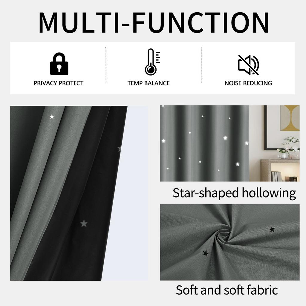 Chunya Textile Hollow Star Blackout Curtains Living Room Sunscreen And Heat Insulation Finished Curtains