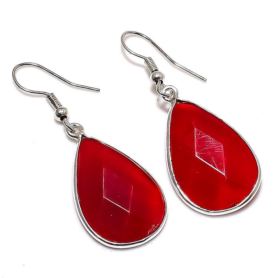 

Серьги из стерлингового серебра 925 пробы с натуральным мозамбикским гранатом 1,77 дюйма A1I91