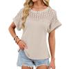 Summer New Style Round Neck Lace Loose Short Sleeve T-Shirt Tops for Women