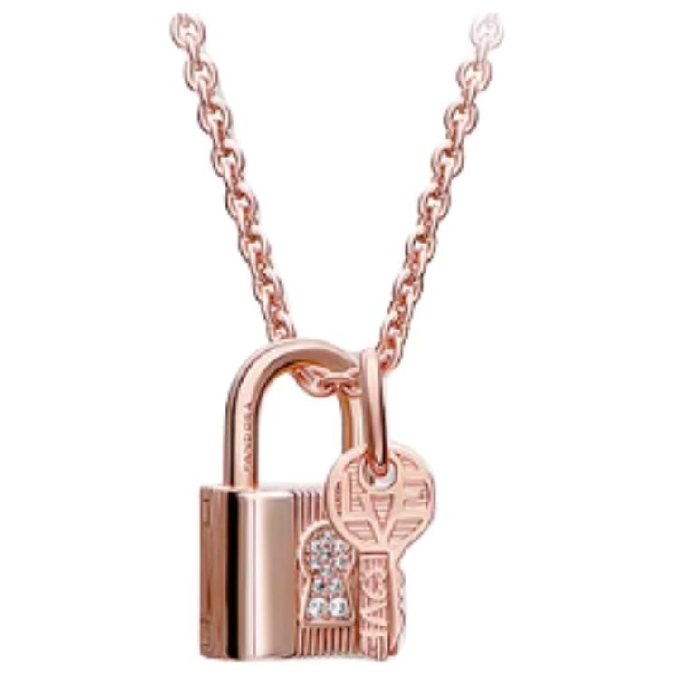 Pandora Logo Design 925 Silver Necklace Women necklace Rose-Gold Gold ZT2228-1 Silver