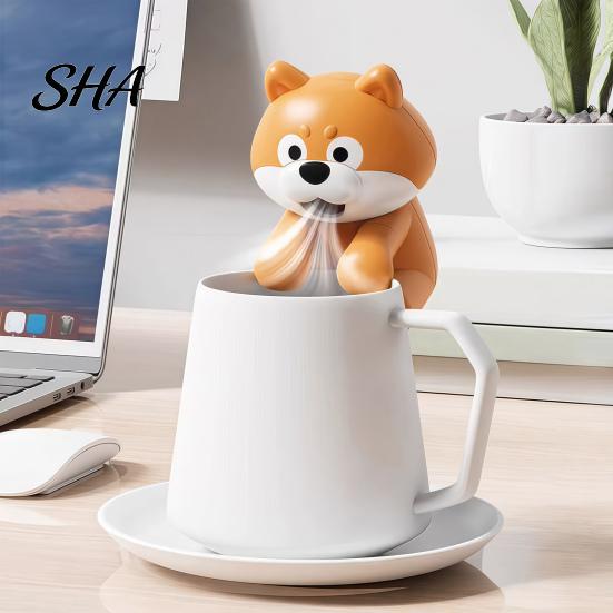 Mug Clip Fan Clip-On Mini for And Bowl Cooling, Cute Elephant Animal Coffee Portable Hanging Chiller, Desktop Beverage Blower, Iced Soup Drinks