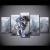 Modular Canvas HD Prints Plakát Nástěnné umění 5 kusů Bílá Smoke Wolf Malba do obývacího pokoje Home Decor Animal Picture Framework Bez rámu