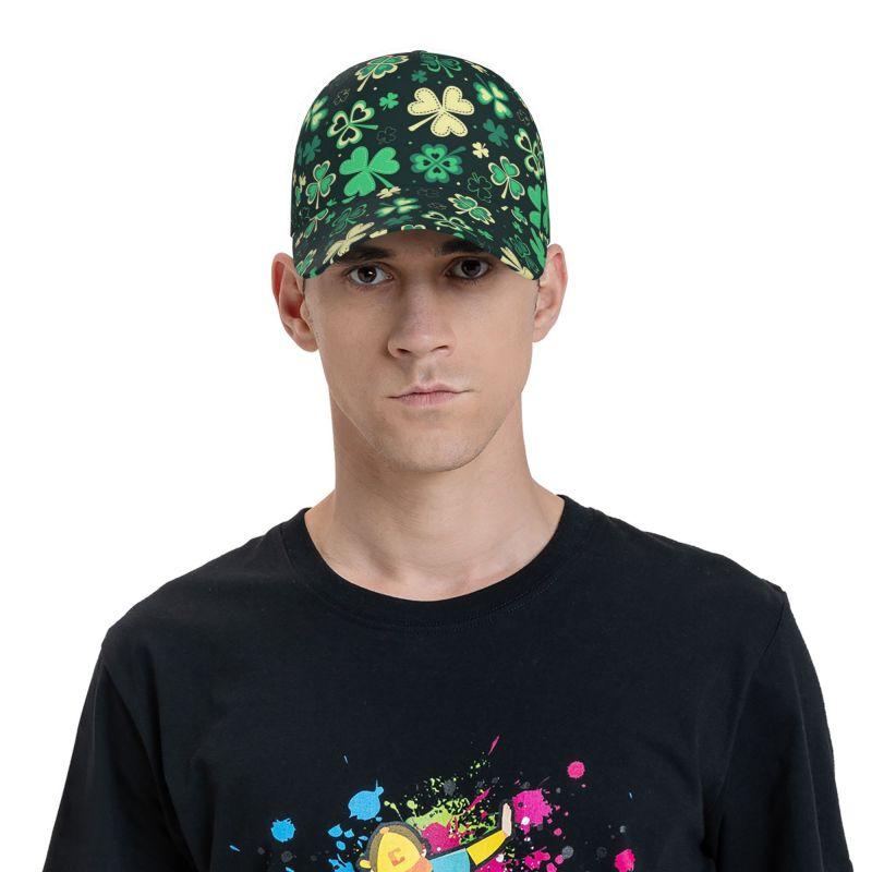 St Patrick's Day Irish Leaf Clovers Print Baseball Cap Unisex Adjustable Baseball Cap Outdoor Sun Visor Caps for Men Women