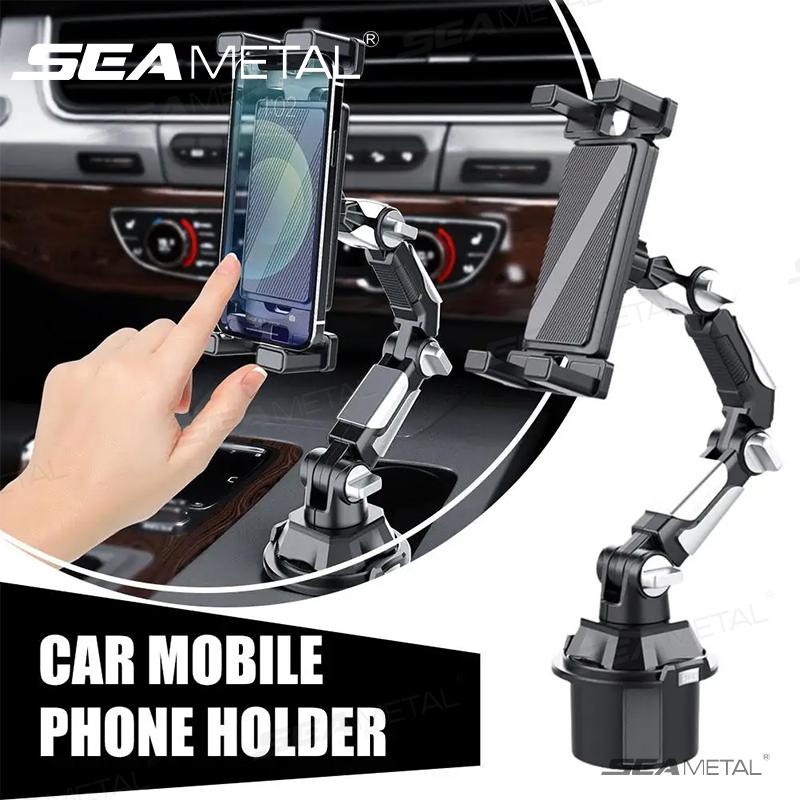 SEAMETAL Car Phone Mount On Cup Holder 6.5-9.5CM Adjustable Base Tablet/Phone Holder 360-Degree Flexible Rotation Phone Stand