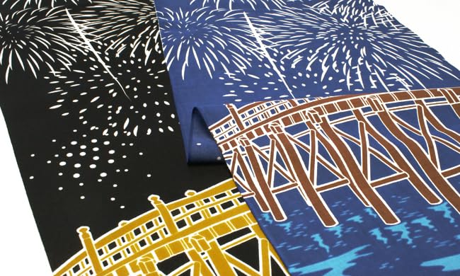 Dyeing Anbo Hand Towel Navy Authentic Dyed Cotton Made in 35cm x 100cm "Summer Sounds, Blue" 100% Tokuoka, Japan,