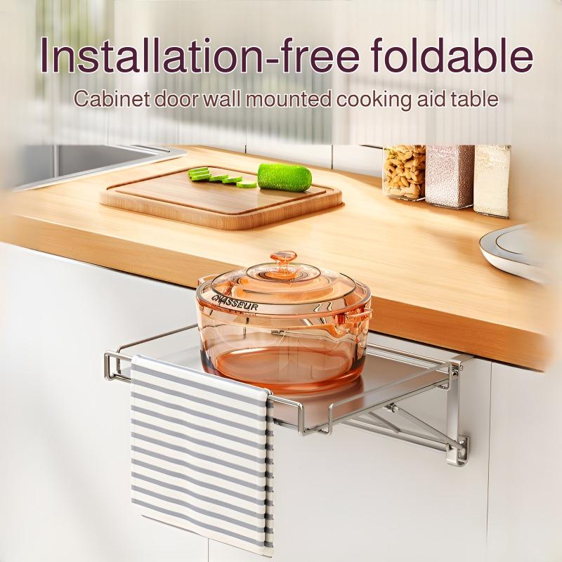 Stainless steel foldable kitchen countertop rack hanging cabinet door table board extended storage p