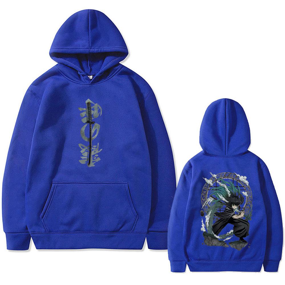 Anime Demon Slayer Tokitou Muichirou Graphic Hoodie Men Women High Quality Fleece Pullover Male Vintage Oversized Hoodies