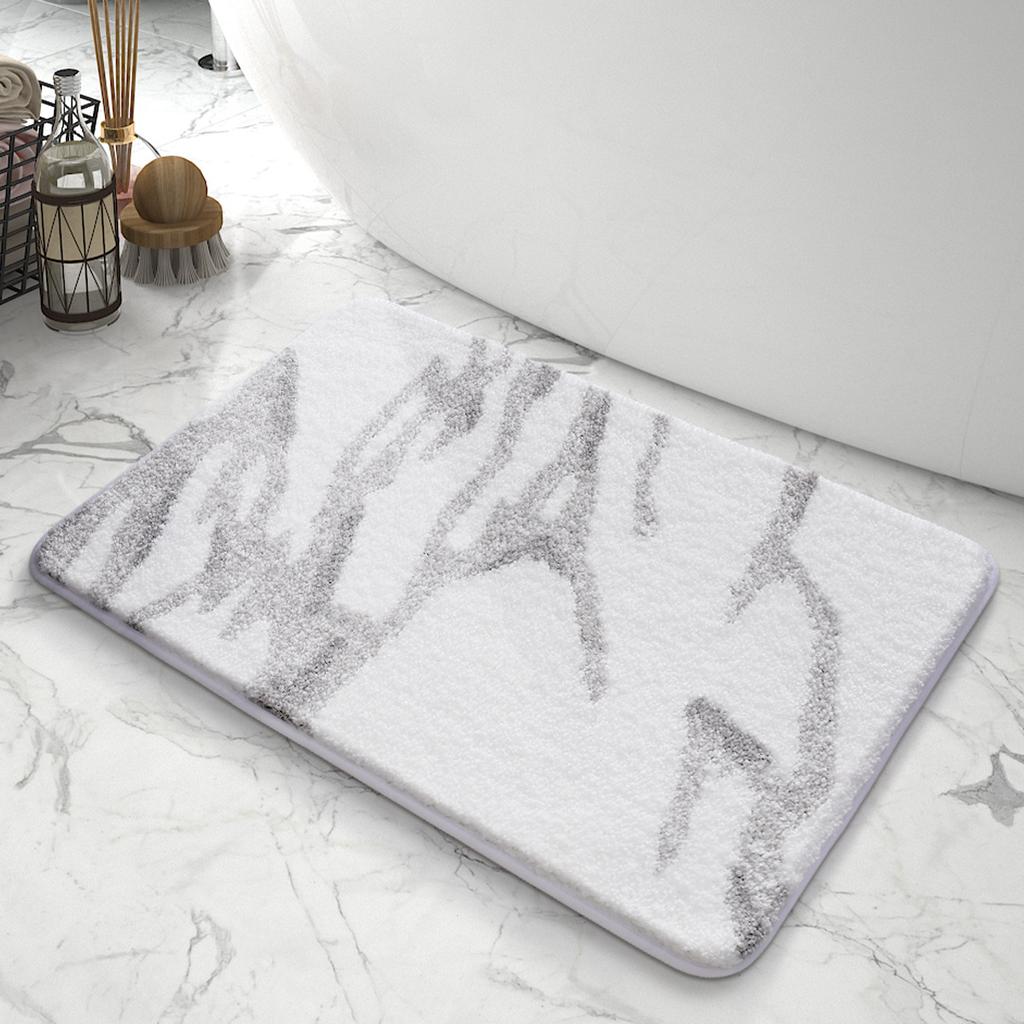 Simple and Stylish Bath Mat Home Decoration Bathroom Rug Thickened Flocking Water-absorbent and Non-slip Floor Mat