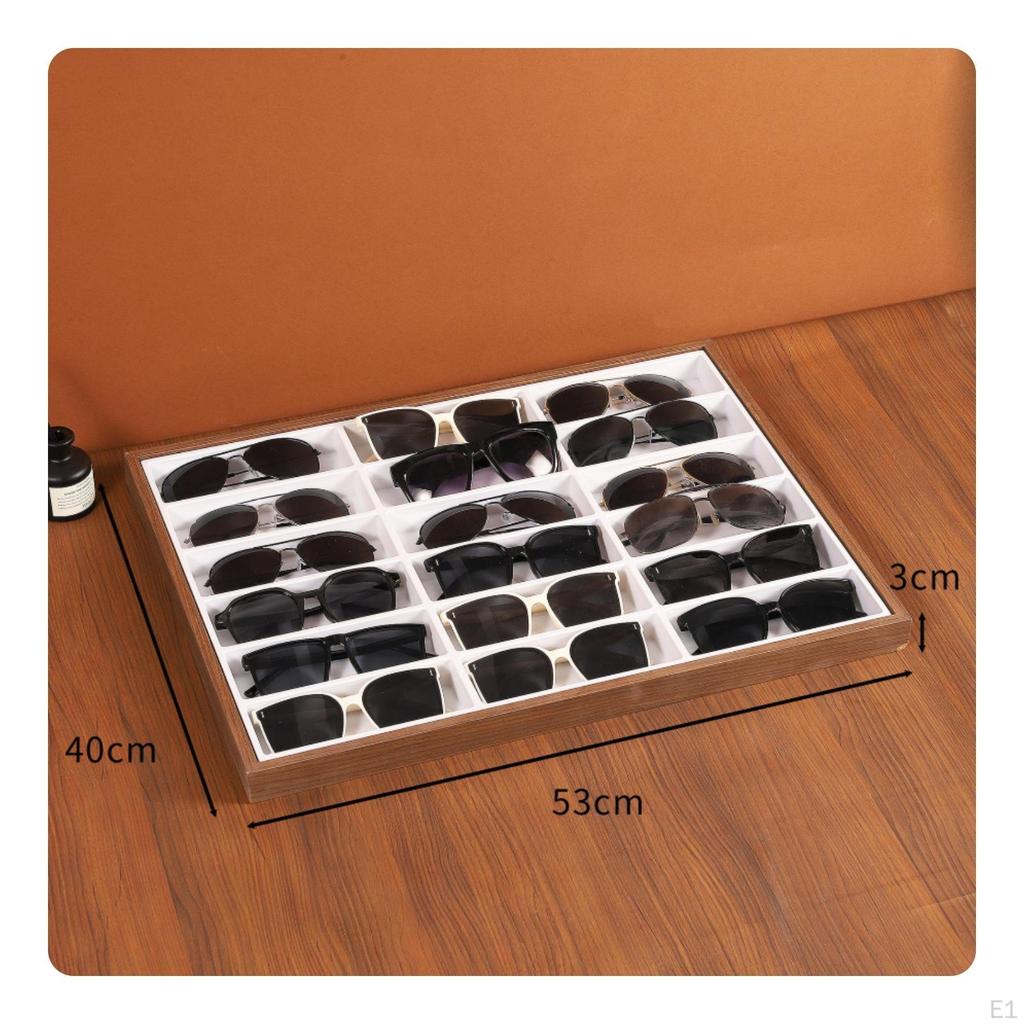 Eyeglasses Display Tray 18Slot Eyewear Divided Sunglasses Organizer for Collectors,