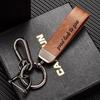 Vintage Discolored Leather Custom Logo Keychain For Men Women Laser Engraved Car Key Chains Holders Personalize Company Keyring