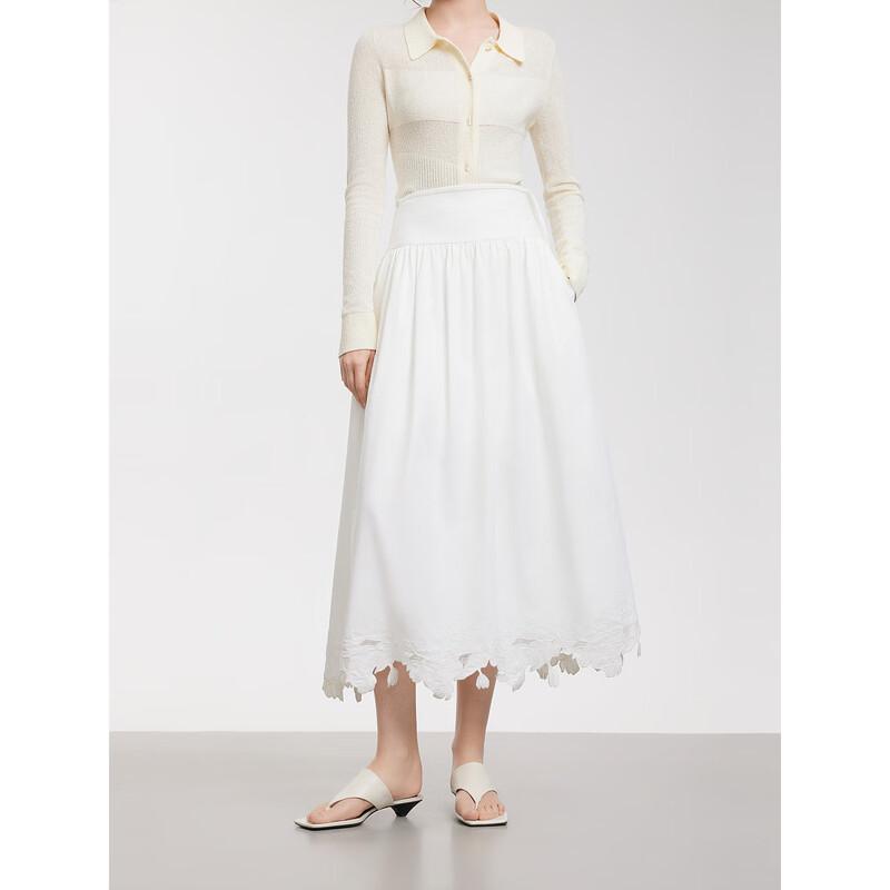 ELLE Women s High-Waist Embroidered A-Line Skirt M