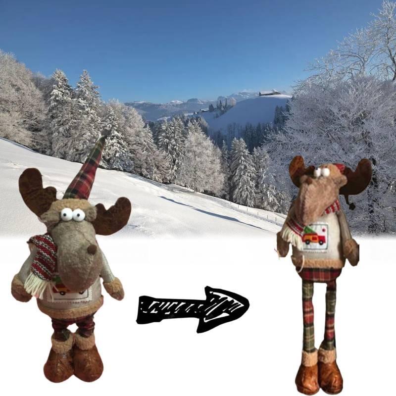 Telescopic Christmas Leg Doll Ornament Santa Snowman Deer Standing Retractable