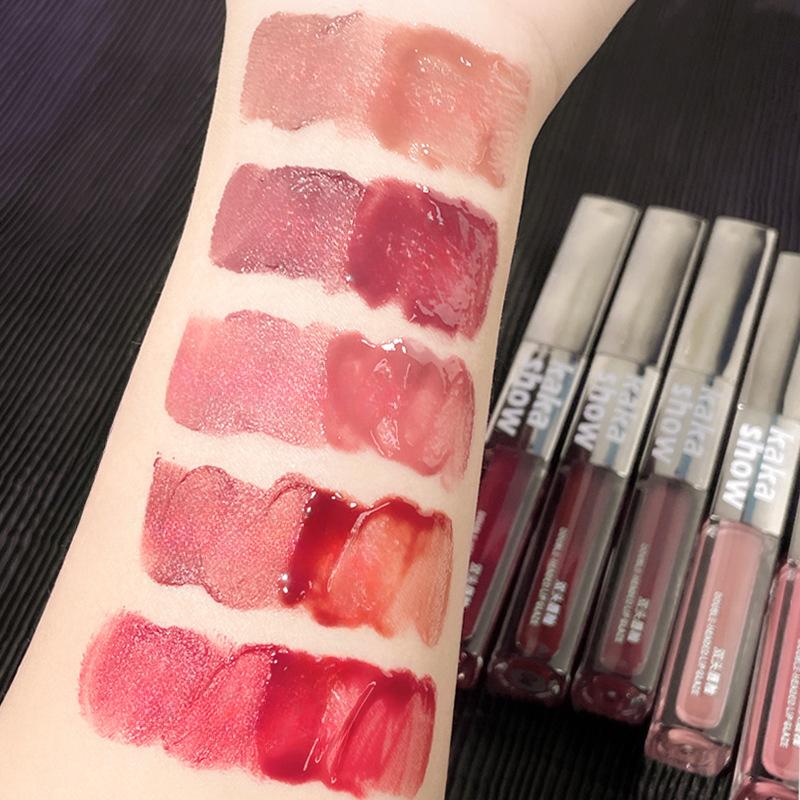 Double-ended Lip Glaze, Watery Velvet Matte Whitening Lipstick, Moisturizing Lip Mud Cosmetics