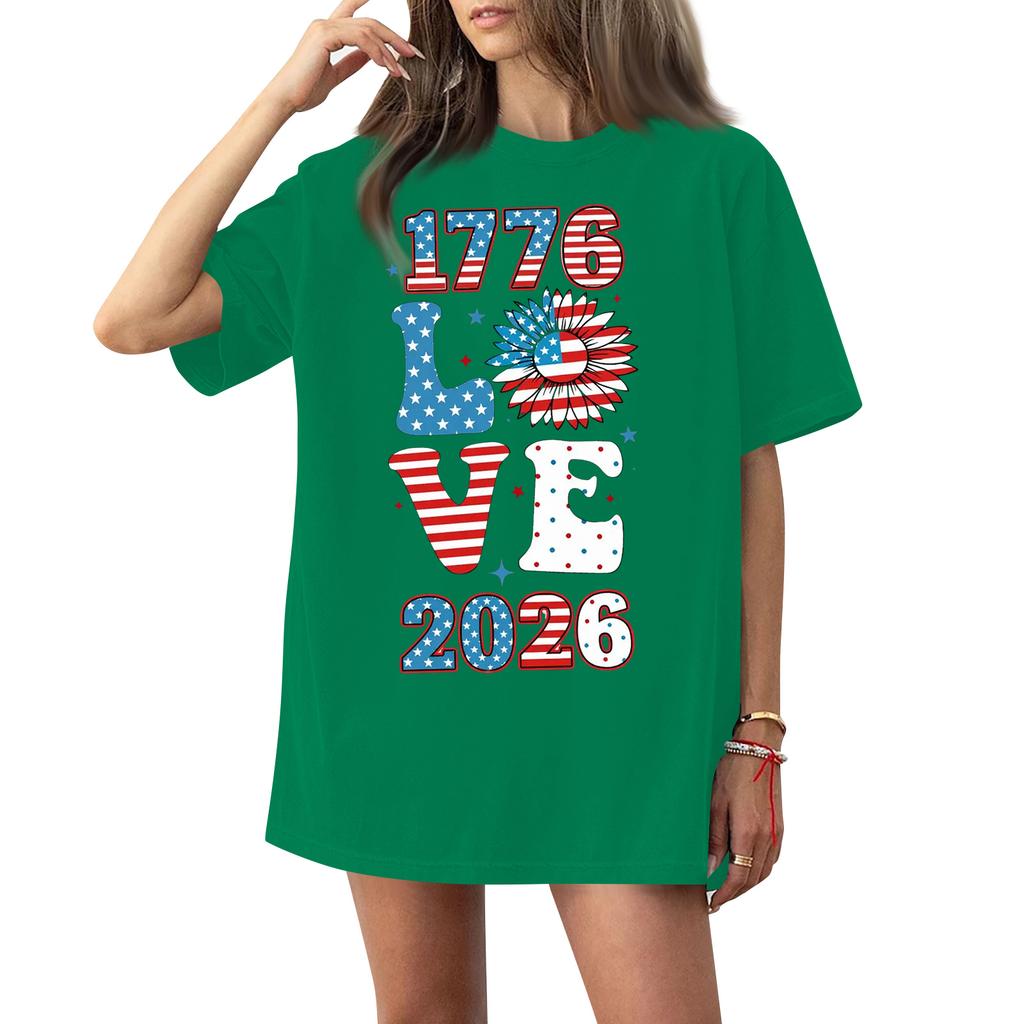 Women's Round Neck Printed Short-sleeved T-shirt Top