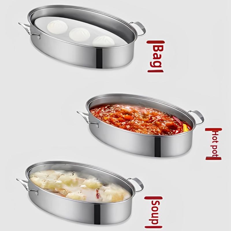 New Oval Shape 410 Stainless Steel Fish Steamer Electric And Induction Cooker Compatible For Home And Commercial Kitchens