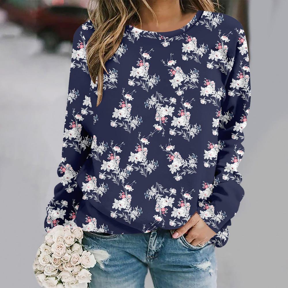 2025 Toamnă și iarnă modă nouă gât rotund mânecă lungă imprimat elegant casual hanorac larg