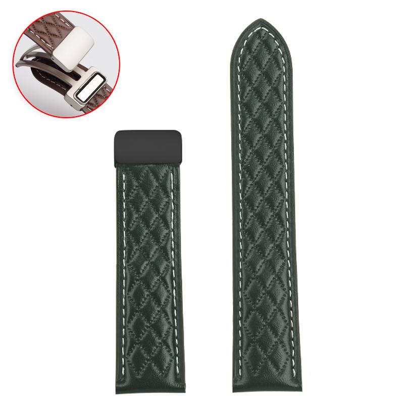 

20mm 22mm Leather Strap for Tag Heuer Carrera Monaco Series Men s Quick Release Watchband Magnetic Folding Buckle Bracelet Black 22mm