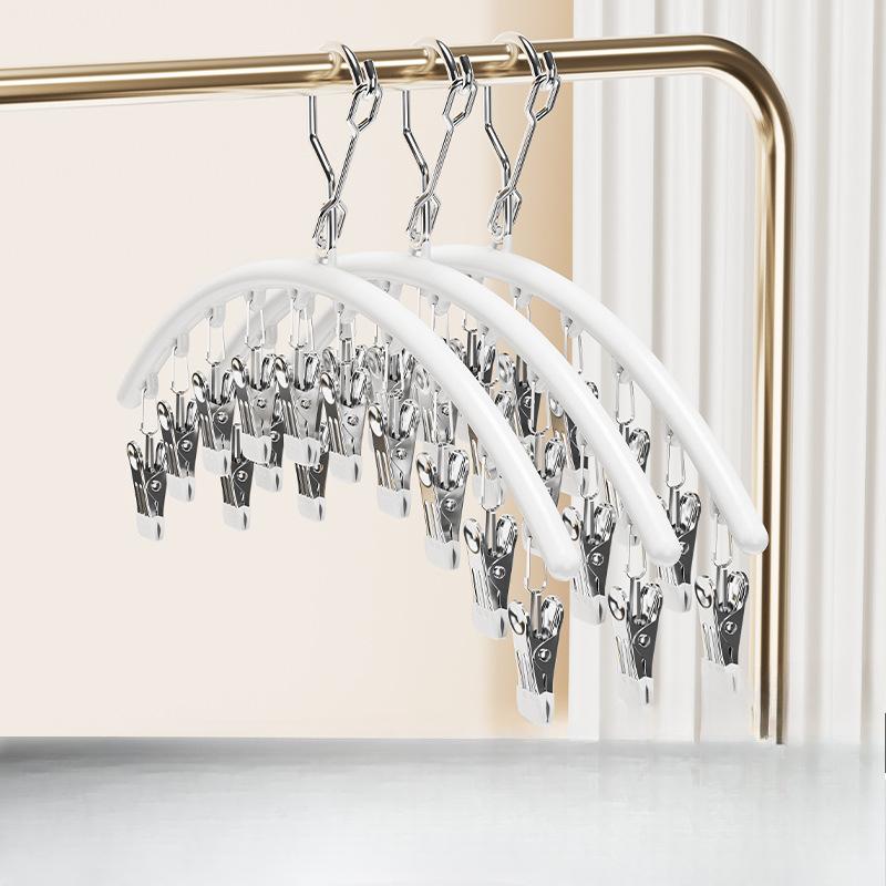 Arc-shaped Sock Clip Stainless Steel Household Anti-slip and Windproof Wardrobe Storage Clothes Drying Rack