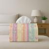 2D Flat 1pc Soft Decorative Heart Tissue Box, Reusable And Washable, Striped Heart Pattern Pastel Design for Dining Table, Kitchen, Bathroom, Hotel, A