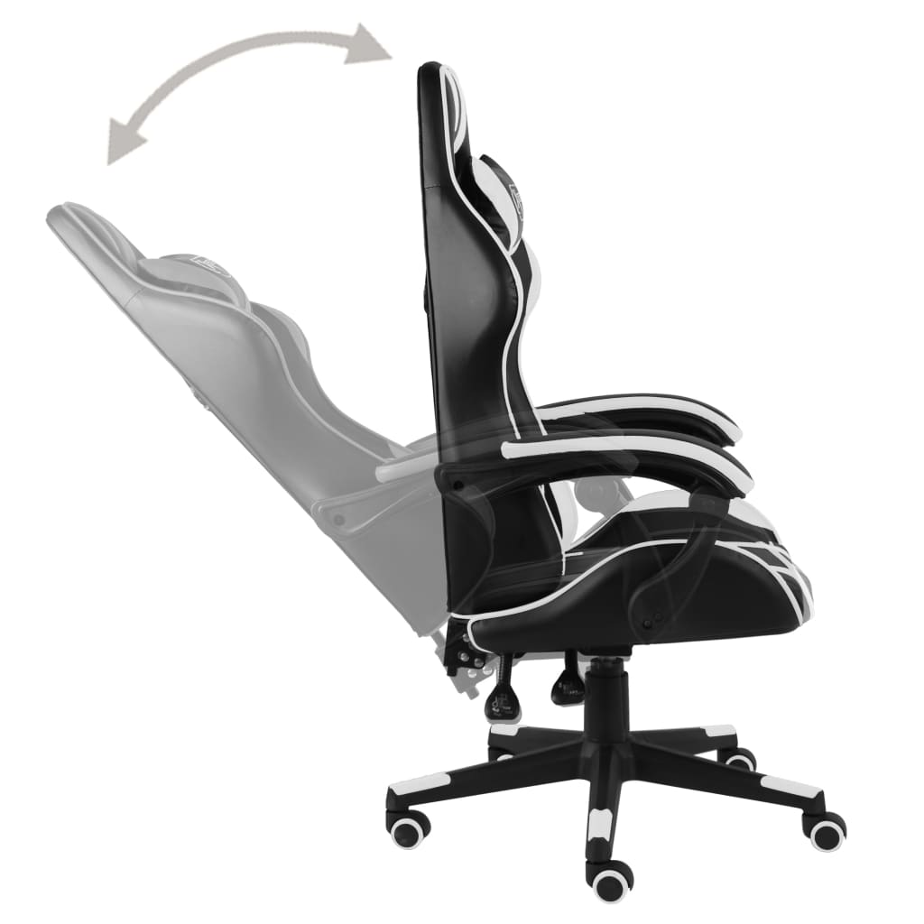 Gaming Chair In Black and White Synthetic Leather