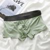 Mid-Rise Elastic Waistline Men Panties Simple Patchwork Color U Convex Shorts Briefs