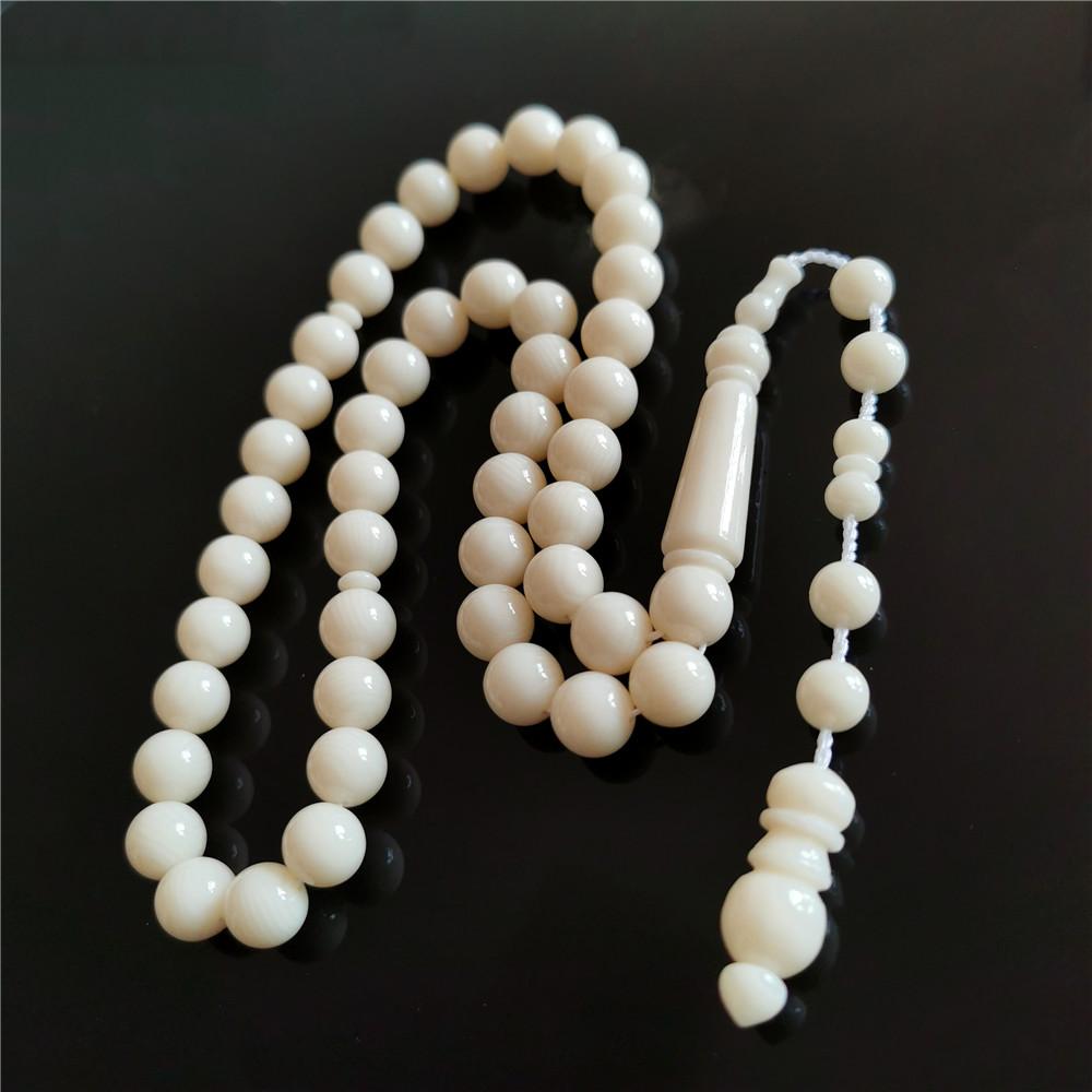 High Quality Resin Ivory 10mm Round 45pcs Tesbih Sibha Islamic Prayer Beads Muslim Rosary Subha Misbaha Tasbih with Tassel белый