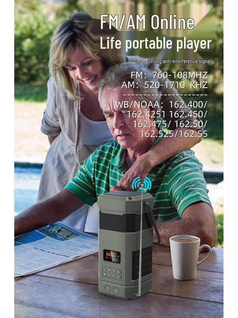 Portable Solar Lantern & Bluetooth Speaker with Hand-Crank Generator for Emergency Preparedness