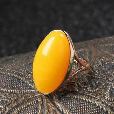 Natural Yellow Amber Ring Adjustable Women Healing Gemstone Fine Jewelry Genuine Baltic Red Blood Amber Rings Ladies Gifts