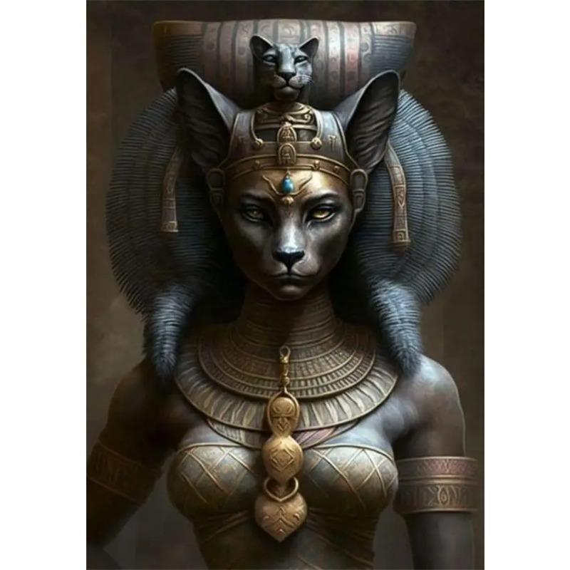 Stampe Poster Antiche Egizie di Bastet per Soggiorno Decorazioni per la Casa Mitologia Egizia Bastet Dea Gatto Pittura su Tela Arte da Parete