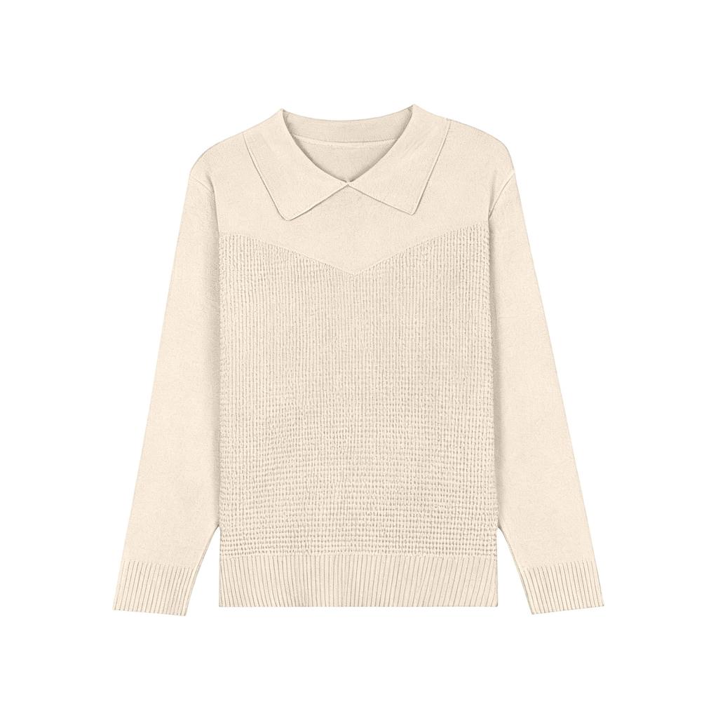 Damen Lässiger und Modischer Langärmliger Gestrickter Einfarbiger Oberteil-Pullover
