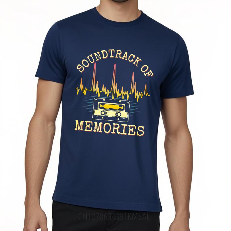 

Streetwear Summer For Men tshirt Soundtrack Of Memories Tape Waveform Design Short Sleeve Workout Round Neck Tee Shirt 4XL