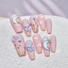 Unique Pink Dream Island Wearable Armor Nail Art Stickers Handcrafted Phototherapy Cute Sweet Fresh Minimalistic Love Heart Pattern