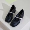 Fashion Crystal Flower Women High Heels Shoes 2025 New Trends Shallow Chunky Mary Janes Shoes Autumn Elegant Fashion Dress Pumps Zapatos