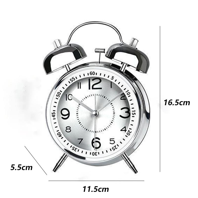 Modern Metal Alarm Desk Clock Silent Mechanical Desk Clock Living Room Decor Table Clocks Creative Table Clocks with Night Light