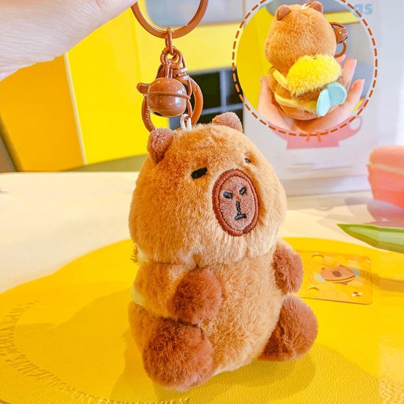 Portachiavi Capibara alla Moda Elegante Colore Fascino Vestito Adorabile Robusto Peluche Ciondolo per Borse e Chiavi Decorazione