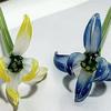 Glass Orchid Flower Decoration Hand-Blown Mini Floral Ornament With Stem Home Office Indoor Colorful Blossom Figurine
