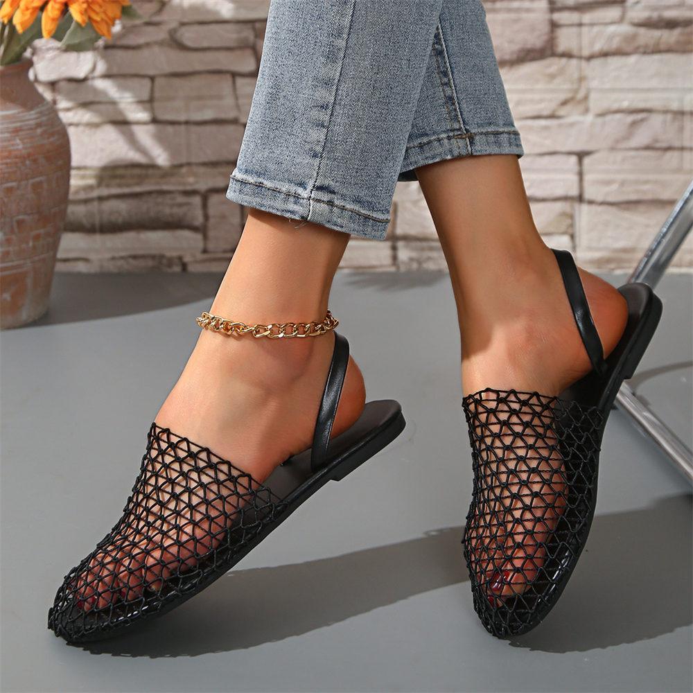 Breathable Slip-on Shoes Women's Mesh Flats With Rhinestones - Ultra  Comfortable Slip-On Fishnet Sandals For Everyday Wear Comfortable Ballet  Flats, image size:1000x1000