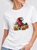 (Asian Size) faith cute flower Print Woman Clothing New Year T Shirt Christmas Festival Tee Women Fashion Top Short Sleeve Graphic T-shirt