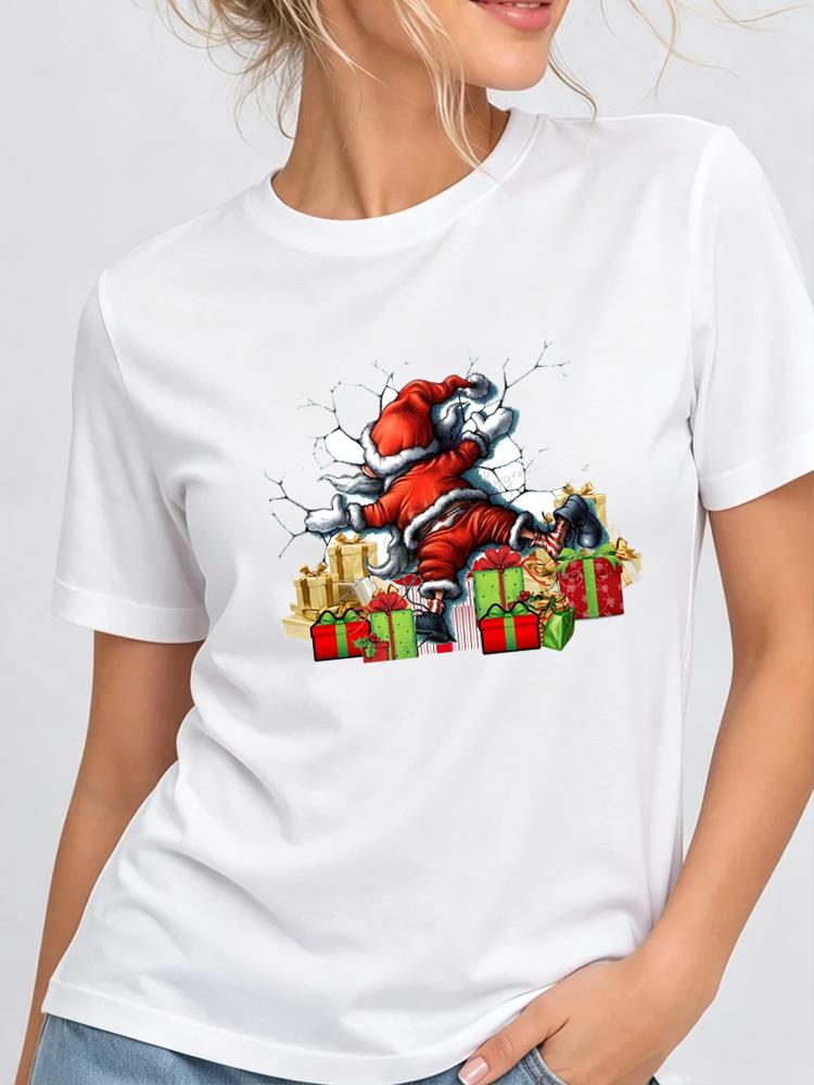 (Asian Size) faith cute flower Print Woman Clothing New Year T Shirt Christmas Festival Tee Women Fashion Top Short Sleeve Graphic T-shirt