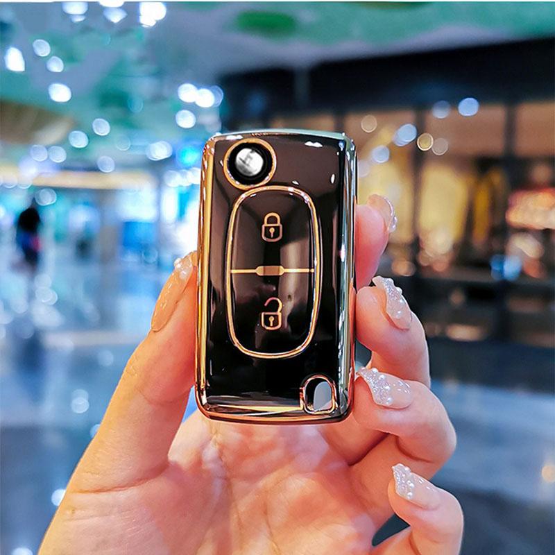 Plating Soft Tpu 2 Buttons Car Remote Key Case Cover For Citroen C2 C3 C4 C5 C6 C8 For Peugeot 107 207 307 307S 308 407 607